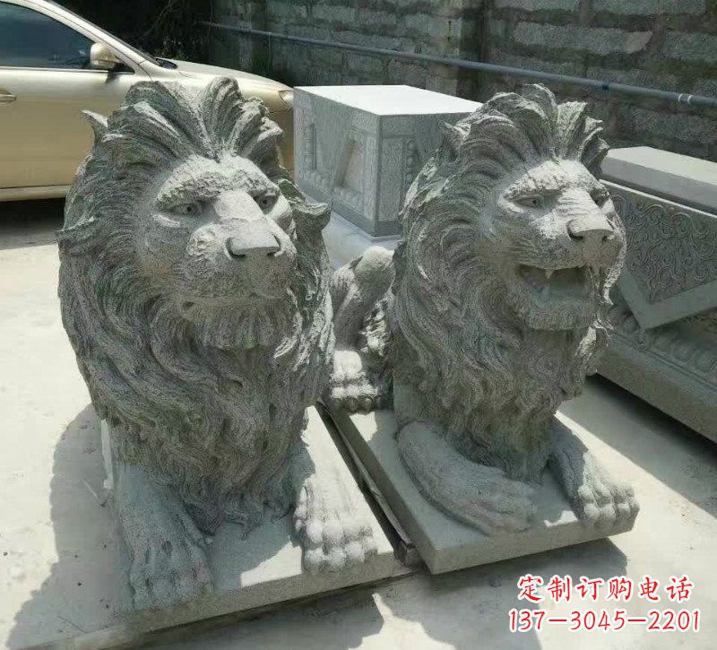 青海卧式狮子石雕