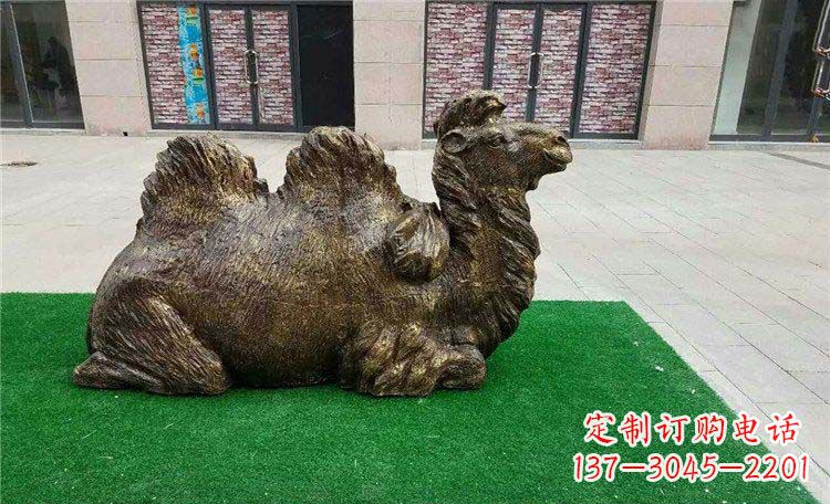 青海卧着的骆驼动物铜雕