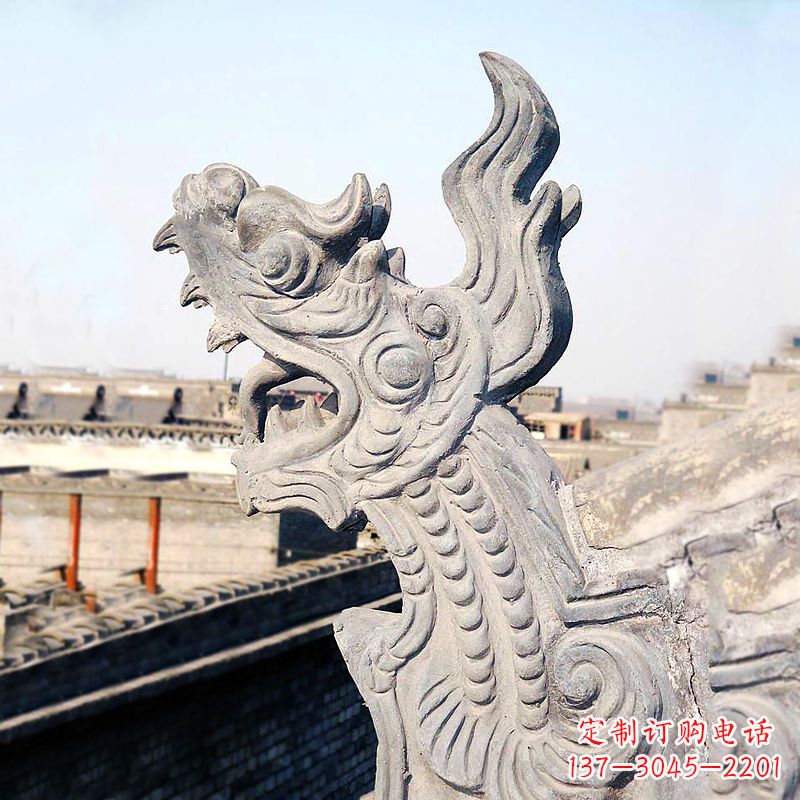 青海屋脊鸱尾螭吻雕塑-古建装饰神兽动物雕塑