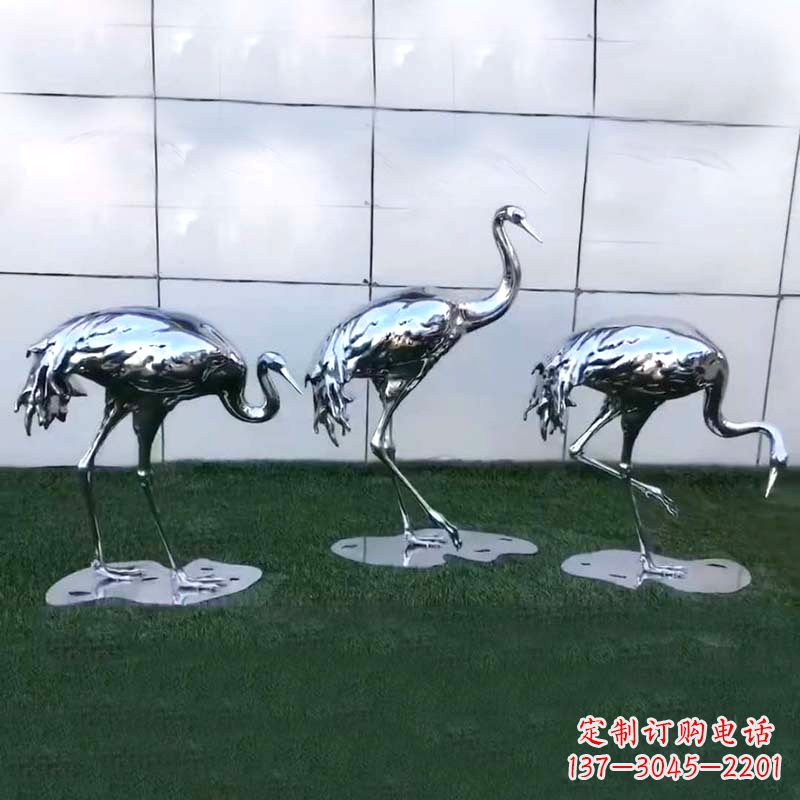 青海仙鹤镜面不锈钢雕塑