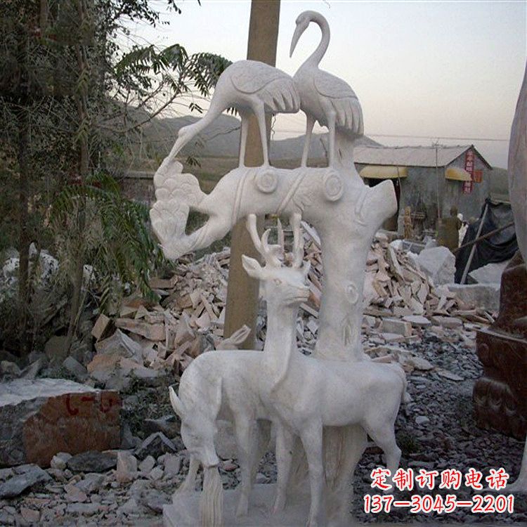 青海仙鹤石雕景观摆件