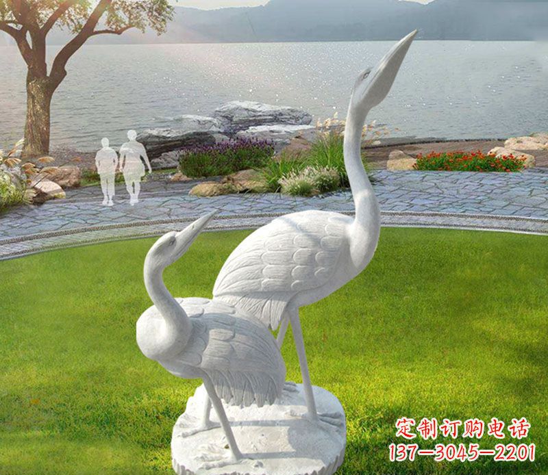 青海仙鹤石雕公园动物雕塑