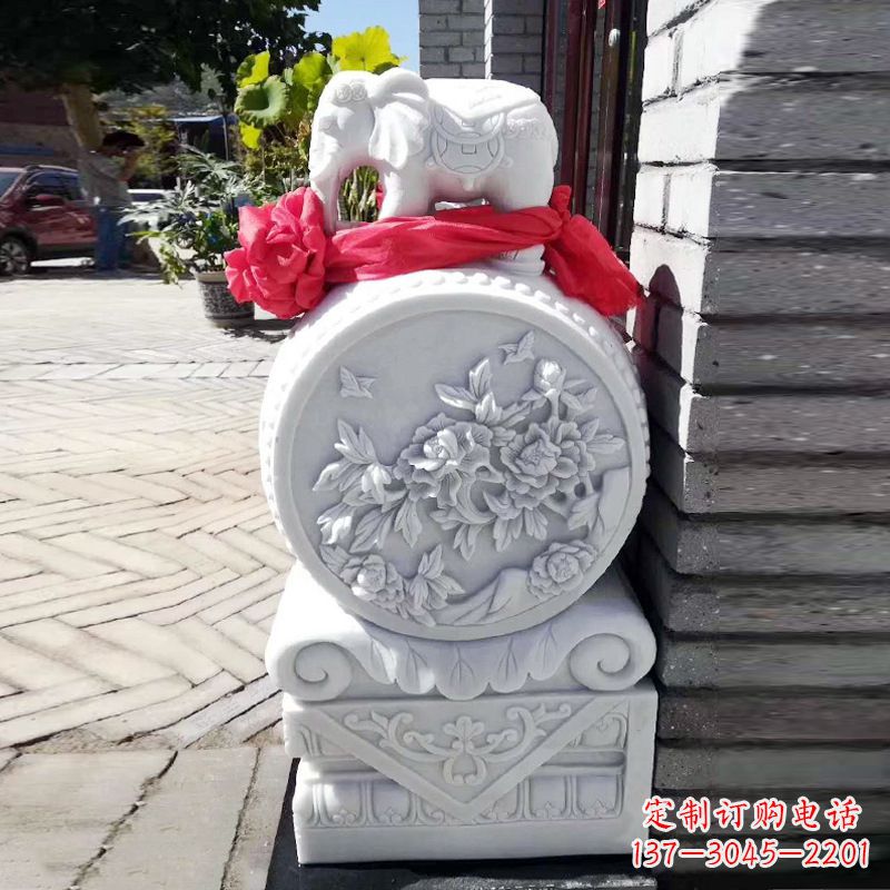 青海仙鹤石雕门墩