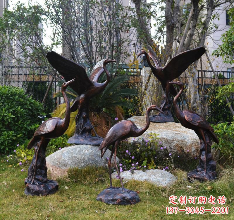 青海仙鹤铜雕塑 (2)