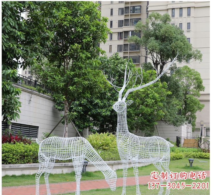 青海小区不锈钢镂空梅花鹿鹿雕塑