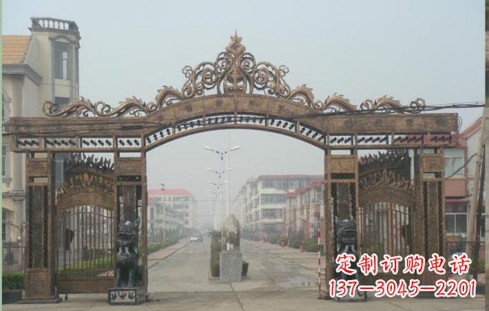 青海小区不锈钢门口牌坊雕塑