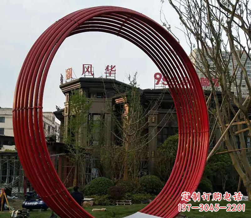 青海小区不锈钢圆环景观雕塑