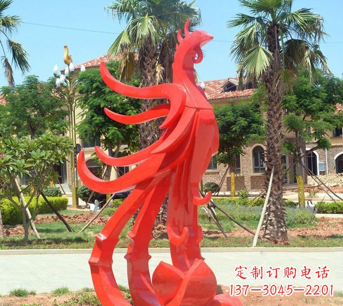 青海小区抽象不锈钢凤凰雕塑