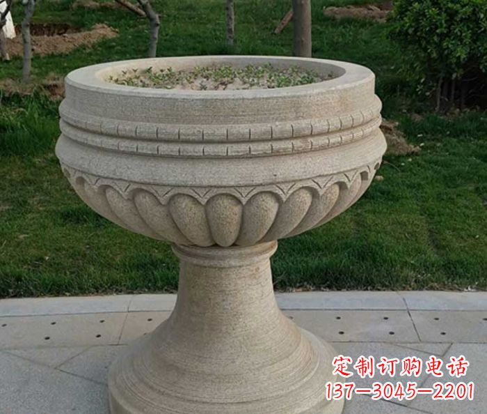 青海小区大理石花盆摆件石雕