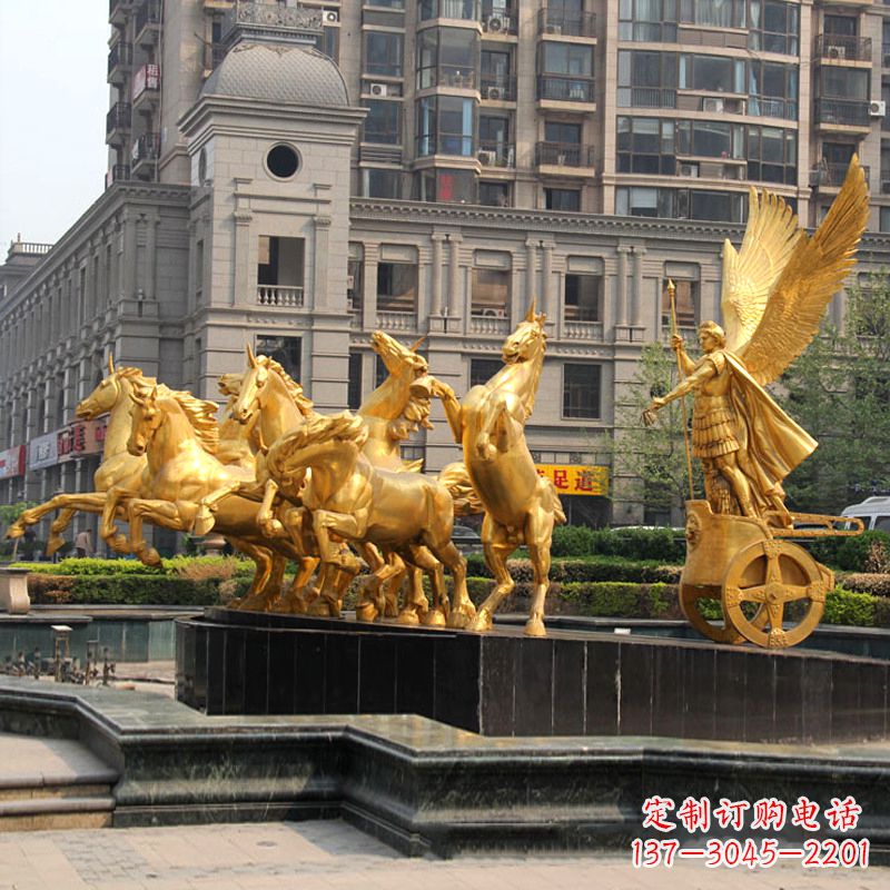 青海小区大门阿波罗战车鎏金景观铜雕