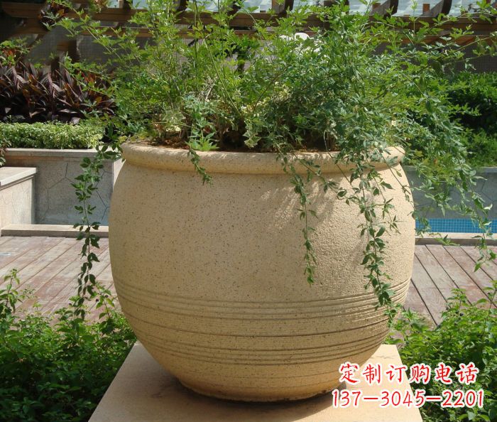 青海小区景观大理石花盆石雕 (2)