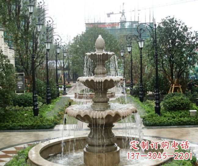 青海小区景观大理石喷泉石雕 (4)