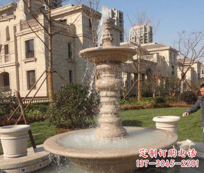 青海小区景观多层喷泉石雕 (2)