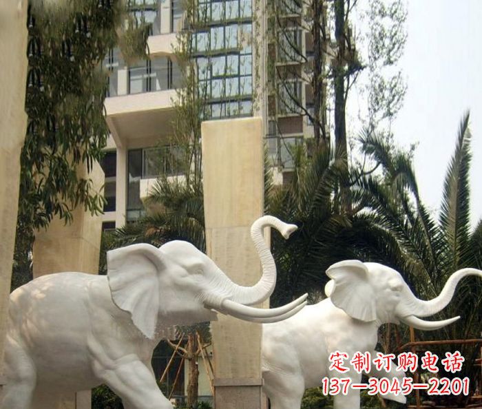 青海小区景观汉白玉大象石雕