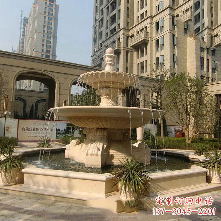 青海小区庭院石雕欧式喷泉