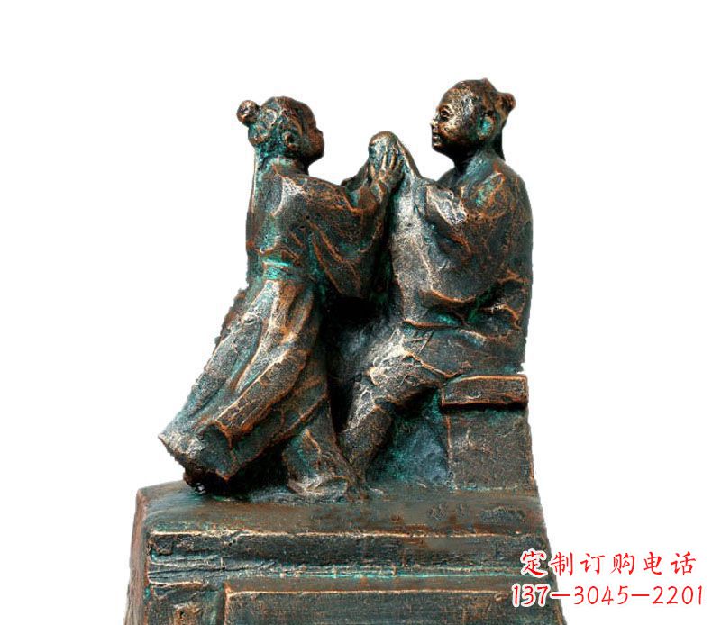 青海校园古代孔融让梨人物铜雕