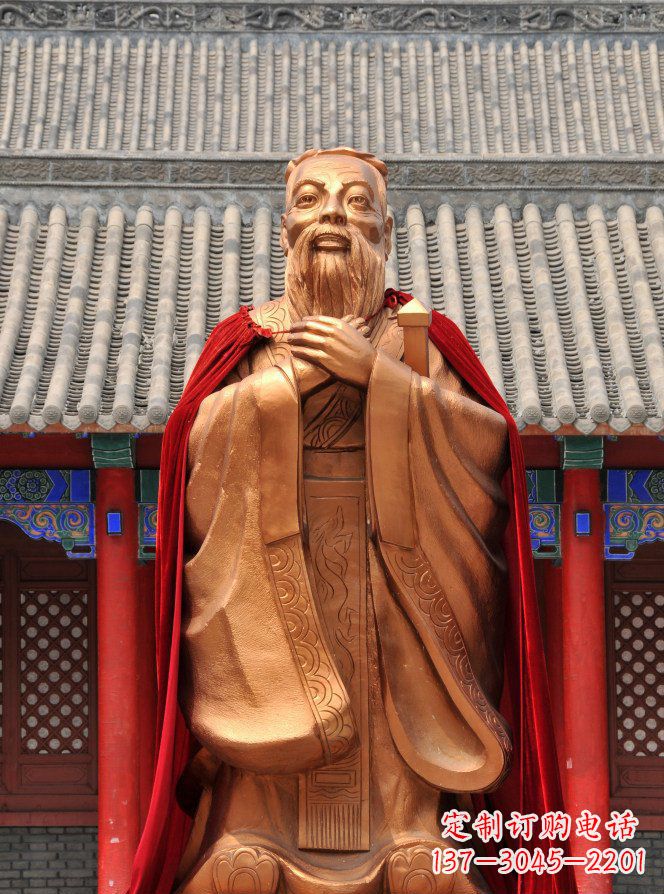 青海校园古代名人孔子铜雕