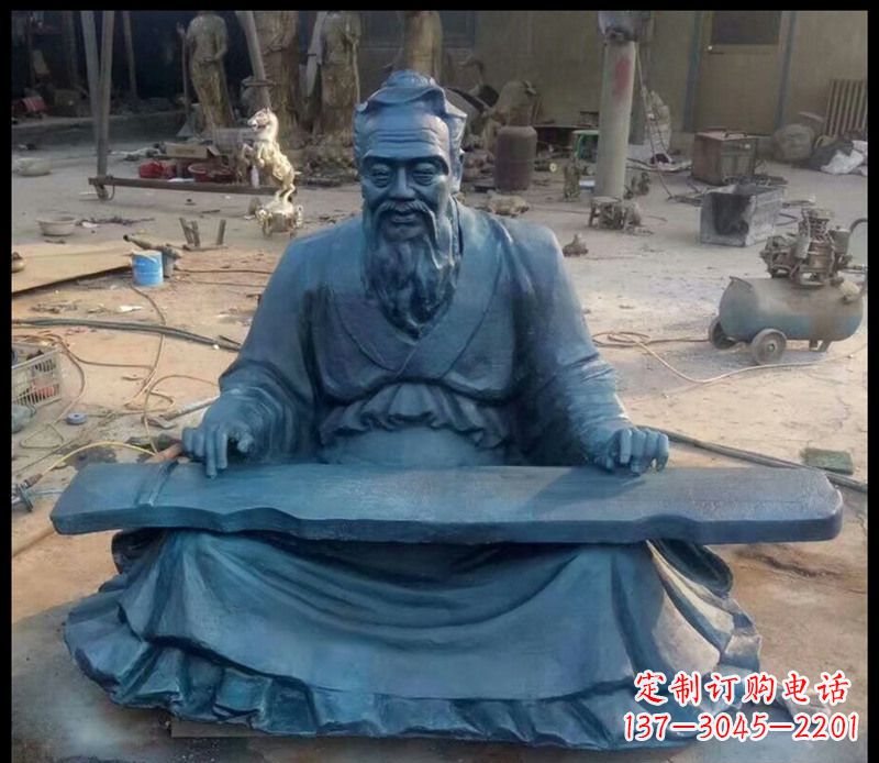 青海校园孔子弹琴铜雕