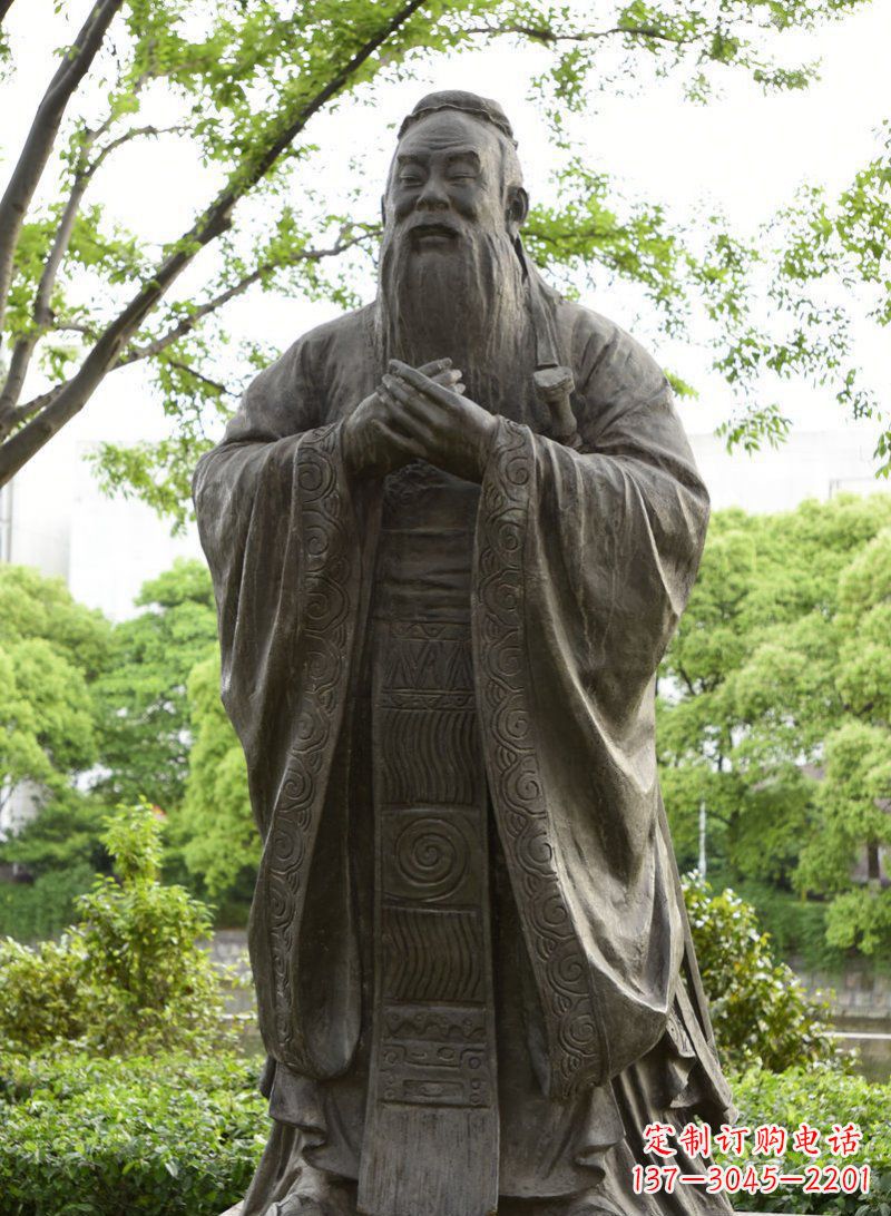 青海校园孔子行教像铜雕 (2)