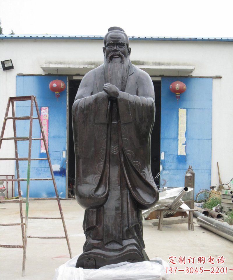 青海校园老子古代名人铜雕