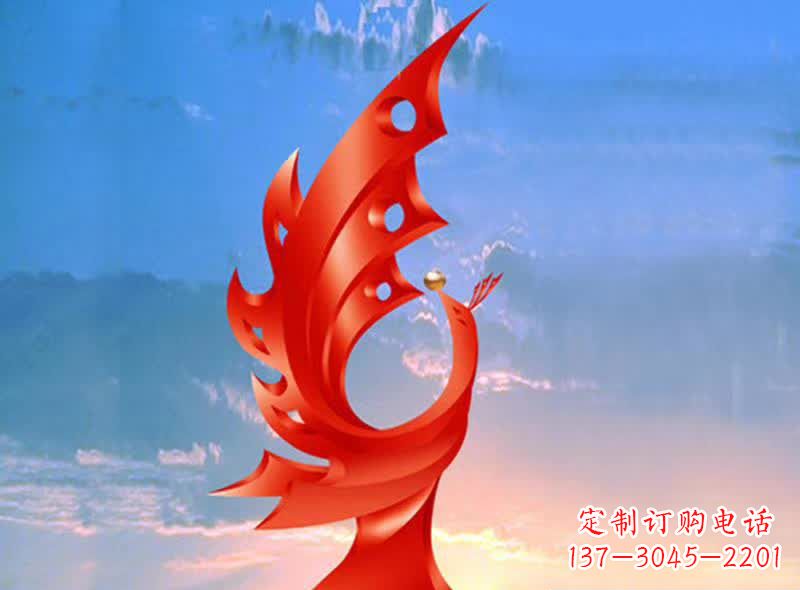 青海学校不锈钢奋进凤凰标志雕塑