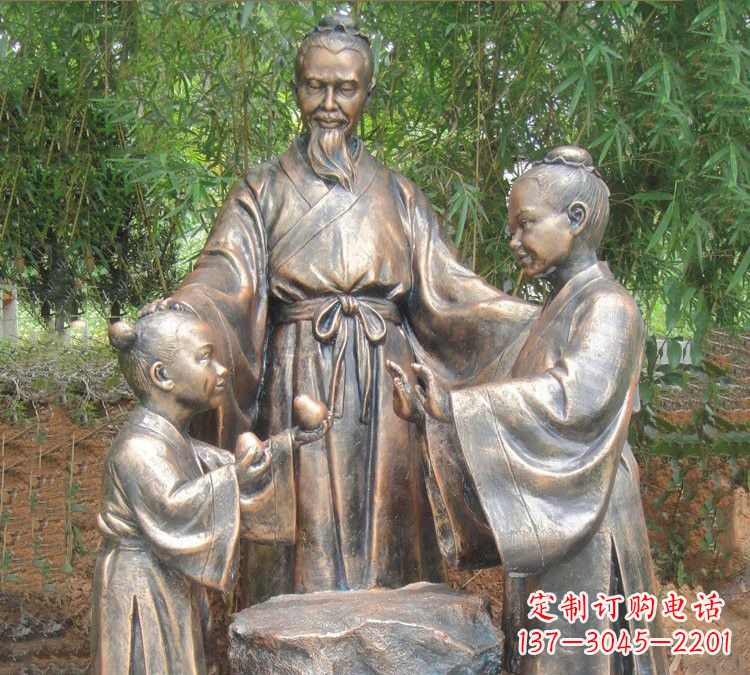 青海寓言故事铜雕_孔融让梨