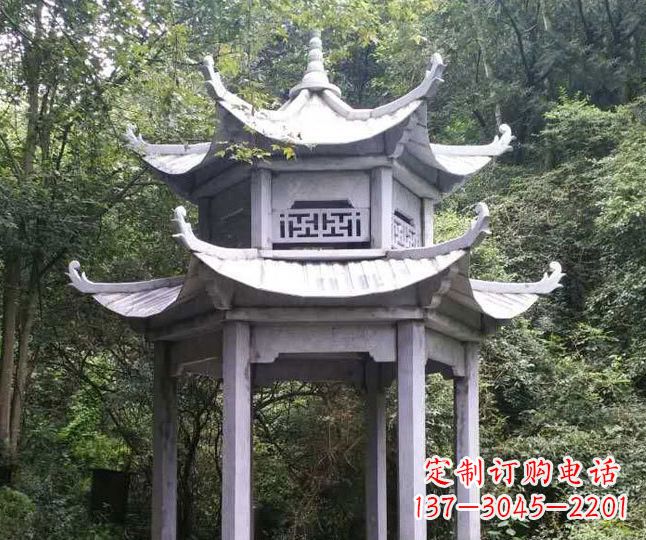 青海园林仿古石凉亭景观石雕 (3)