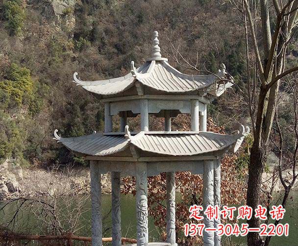 青海园林仿古双层石雕凉亭