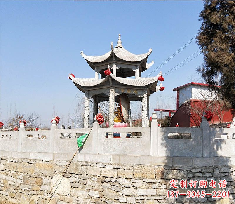 青海园林仿古双层石凉亭景观石雕 (3)
