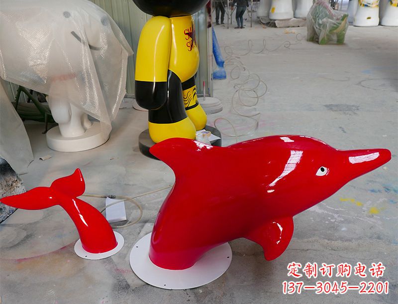 青海园林广场创意海豚入水出水雕塑摆件