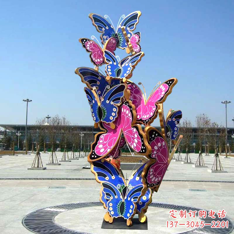 青海园林广场蝴蝶不锈钢动物景观雕塑