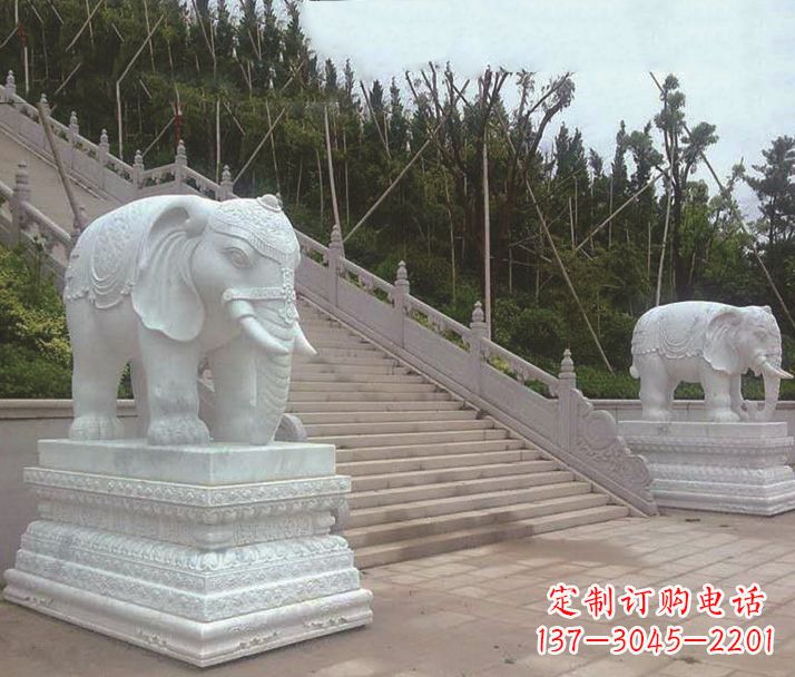 青海园林汉白玉大象景观石雕
