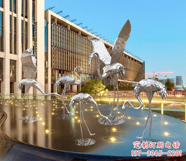 青海园林火烈鸟不锈钢雕塑