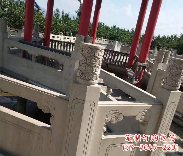 青海园林景观大理石桥栏板石雕 (3)