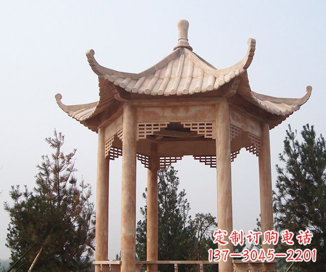 青海园林景观单层石雕凉亭 (3)