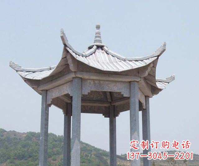 青海园林景观单层石雕凉亭 (2)
