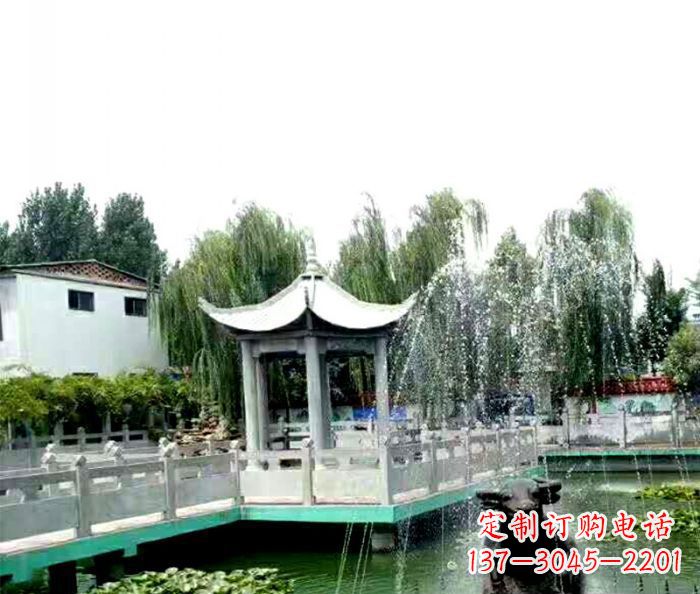 青海园林景观单层六角石雕凉亭