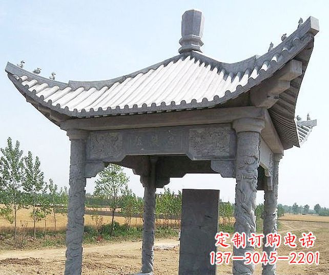 青海园林景观单层石雕凉亭 (4)