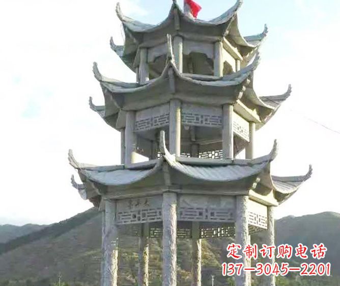 青海园林景观多层凉亭石雕 (3)