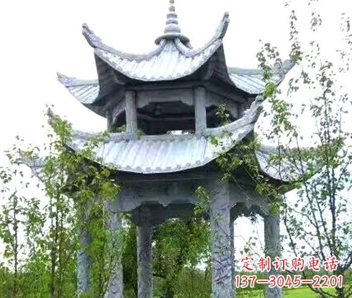 青海园林景观仿古六角石凉亭