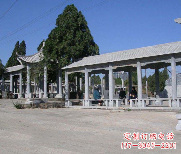 青海园林景观仿古石雕长廊凉亭 (2)