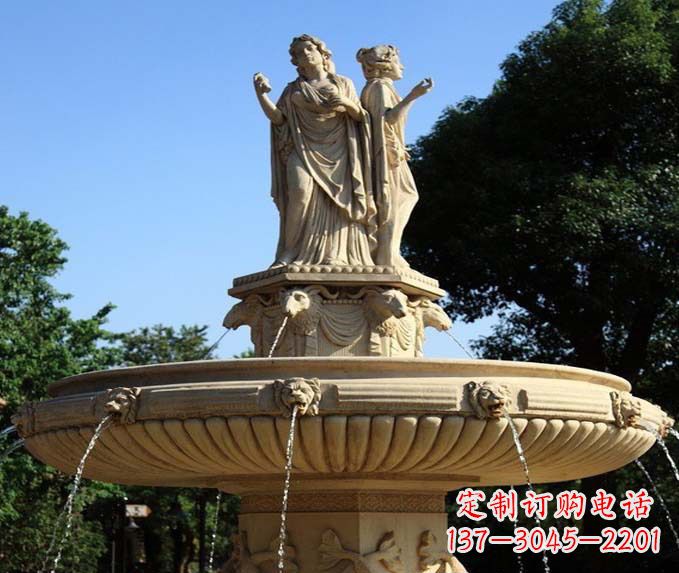 青海园林景观西方人物喷泉石雕