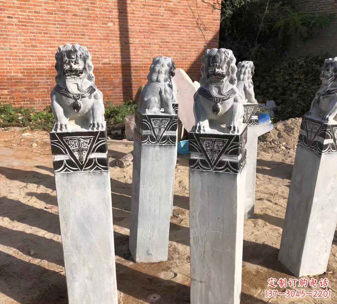 青海园林石雕狮子拴马桩