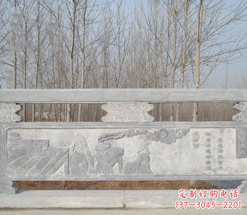 青海园林石浮雕栏板景观石雕 (3)