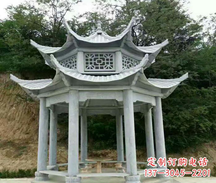 青海园林双层凉亭石雕 (2)