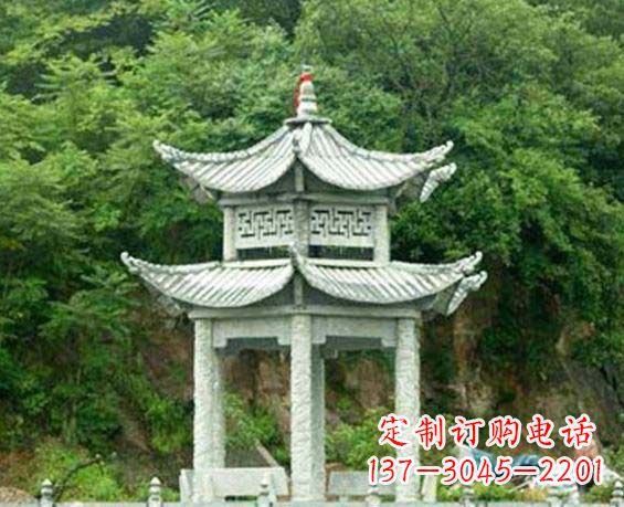 青海园林双层六角石凉亭景观石雕