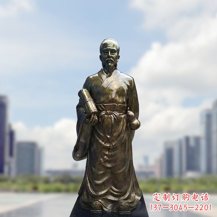 青海张仲景仿铜玻璃钢雕塑