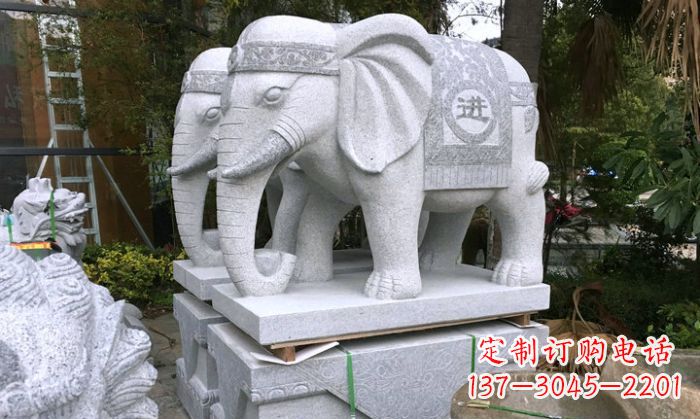 青海招财进宝大理石门口大象雕塑