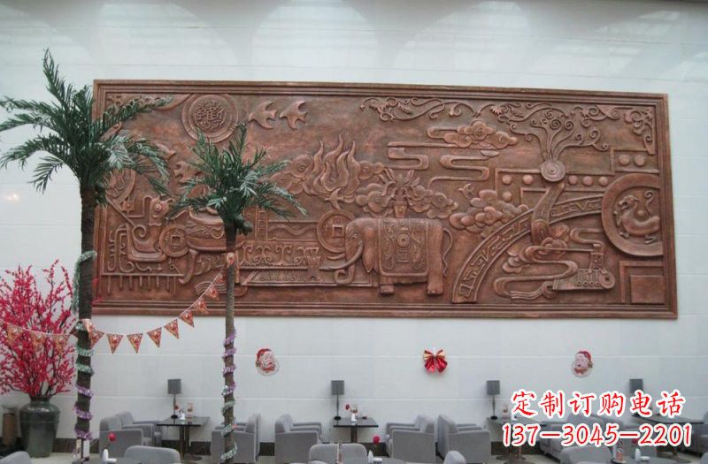 青海招财进宝大象铜浮雕