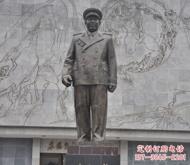 青海朱德人物铜雕 